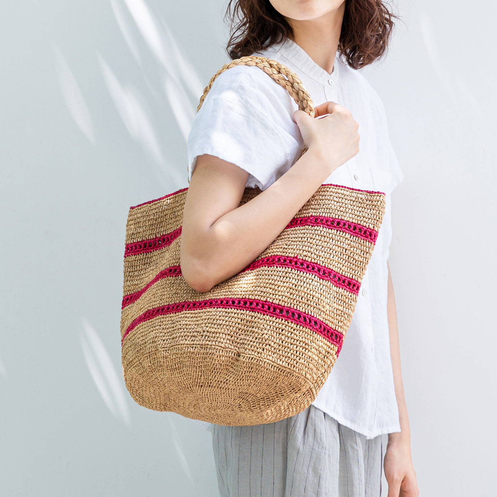 ALICE MM 3 LACE ラフィアバッグ Tea & Red