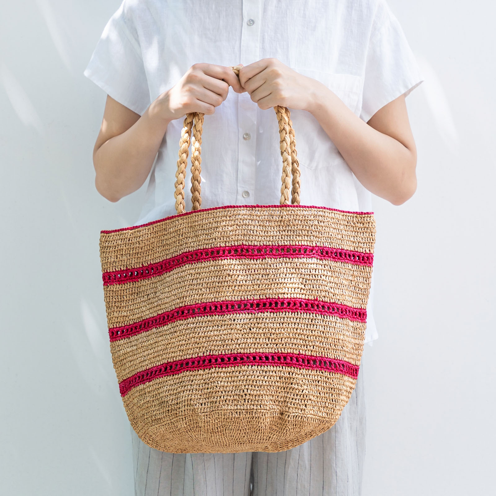 ALICE MM 3 LACE ラフィアバッグ Tea & Red