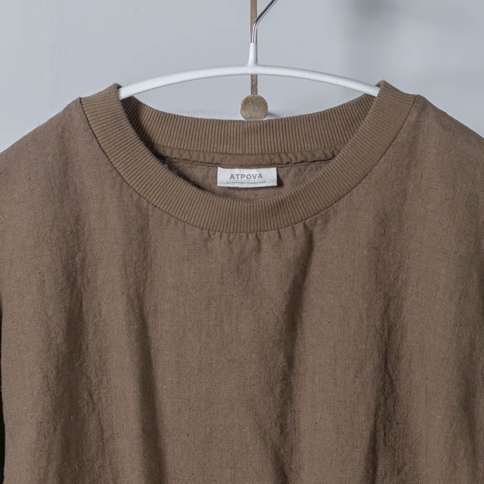 リネンコットン _ クルーネックスウェット _ ブラック