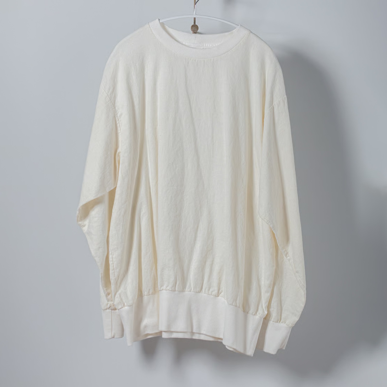 リネンコットン _ クルーネックスウェット _ ブラック