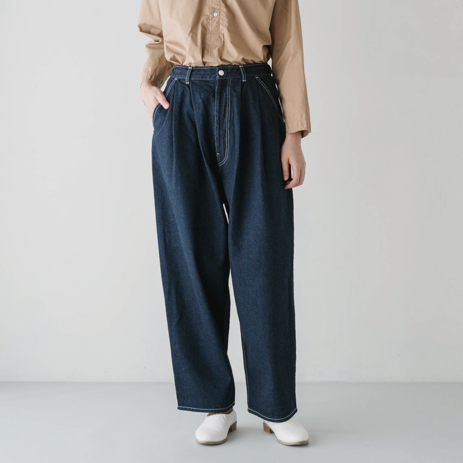 デニム 2タックパンツ _ ダーク