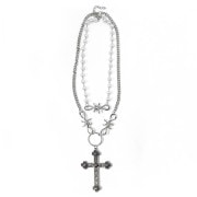 2連クロスパールネックレス 【シルバー】  /リッスンセレクト