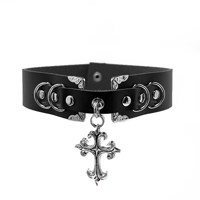 メジェール・ルリジオン カトリック風十字架チョーカー/シロネコ