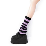 2wayボーダーレッグウォーマー【BLACKｘLIGHT PURPLE】 /リッスンセレクト|レッグウェア|アクセサリー