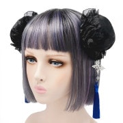 ゆめかわチャイナお団子カバーバタフライチャーム付き【黒×ロイヤルブルー】／ Larme doll (ラルムドール)