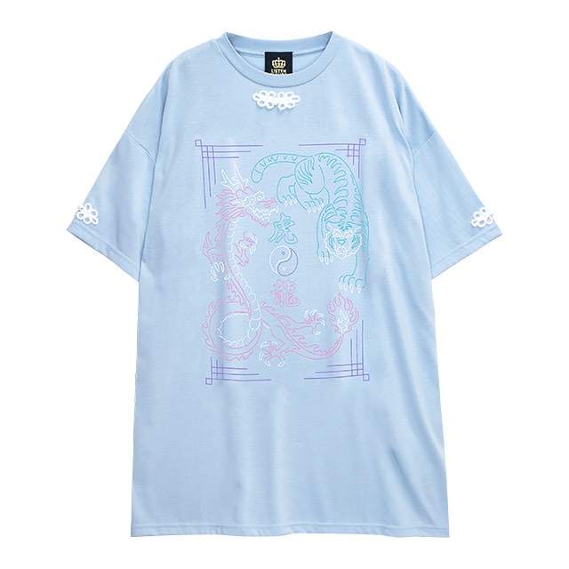 タイガードラゴン チャイナビッグTシャツ【L.BLUE】｜LISTEN FLAVOR