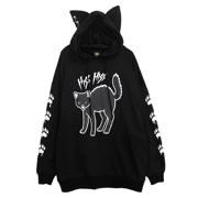 LISTEN FLAVOR　リッスンフレーバー　やんのかステップ 猫耳パーカー【BLACK】
