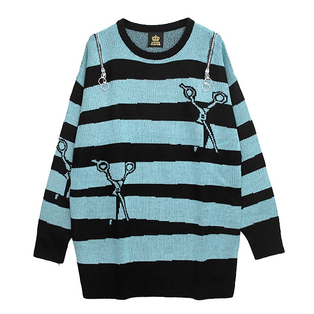 LISTEN FLAVOR　リッスンフレーバー　切り裂きシザーズ ボーダーニット【BLACK×MINT】-LISTEN FLAVOR