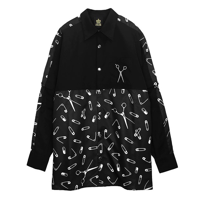 リッスンフレーバー 2WAYシャツ 闇堕ちシザーズ 2WAYシャツ【BLACK×RED】｜LISTEN FLAVOR
