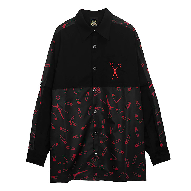 リッスンフレーバー 2WAYシャツ 闇堕ちシザーズ 2WAYシャツ【BLACK×RED】|LISTEN FLAVOR