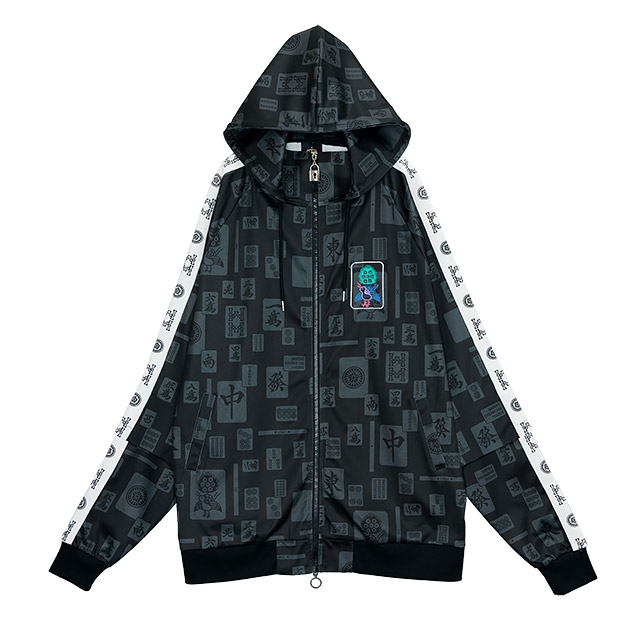 リッスンフレーバー パーカー 猫耳カプセル 袖メッシュジャージパーカー【BLACK×WHITE
