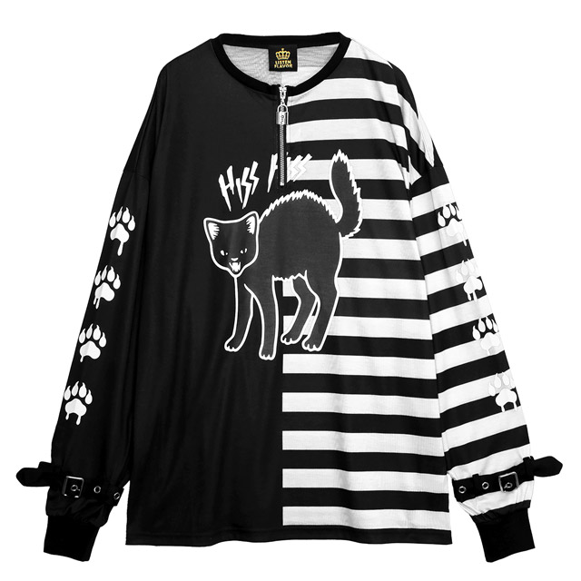 やんのかキャット臨戦態勢プルオーバー 【BLACK×WHITE】｜LISTEN