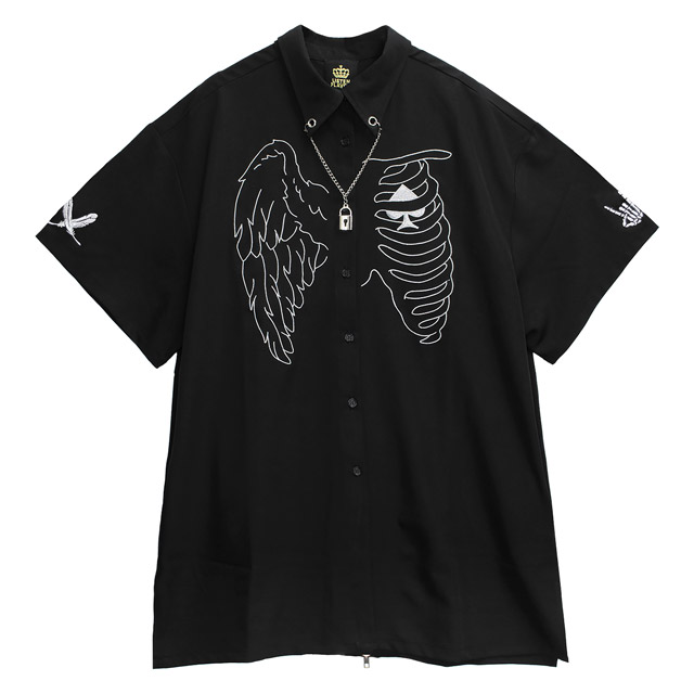 LISTEN FLAVOR - リッスン　シャツ 堕天使の肋骨シャツ【BLACK】｜LISTEN FLAVOR(リッスン