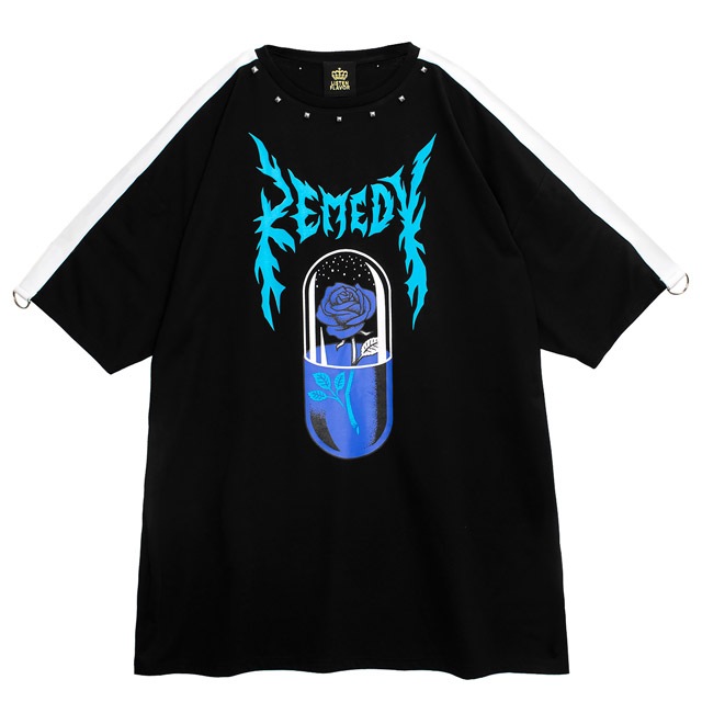 [APPAREL]/リッスンフレーバー/青薔薇カプセル袖ライントップス BLACK (F) ゴスロリ・パンク/LISTEN FLAVOR 青薔薇カプセル袖ライントップス【BLACK】｜LISTEN FLAVOR(リッスン