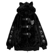 【12月中旬お届け予定・予約受付中！！】LISTEN FLAVOR　リッスンフレーバー　猫耳黒猫同盟ファーブルゾン【BLACK】