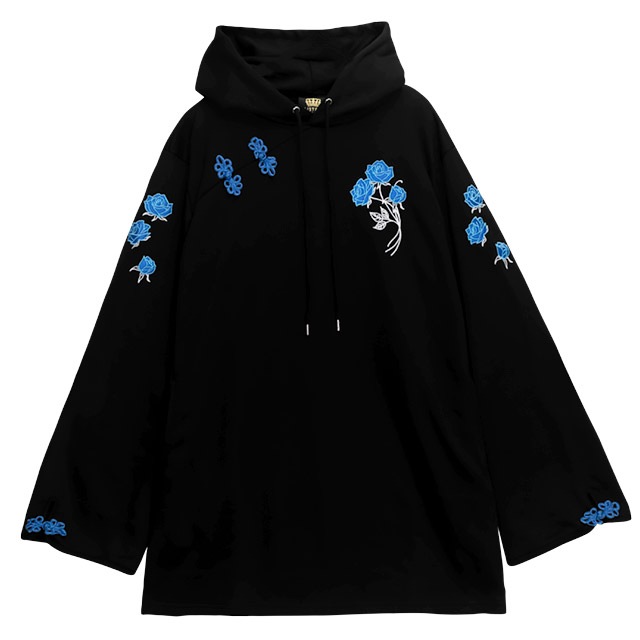 【11/1(火)19時までのご注文でポイント10倍!】LISTEN FLAVOR　リッスンフレーバー　麗しの薔薇チャイナパーカー【BLUE ROSE】