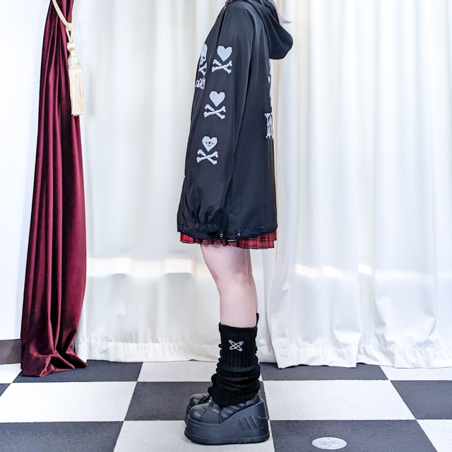 8bitドクロ アノラックジャケット 【BLACK】｜LISTEN FLAVOR