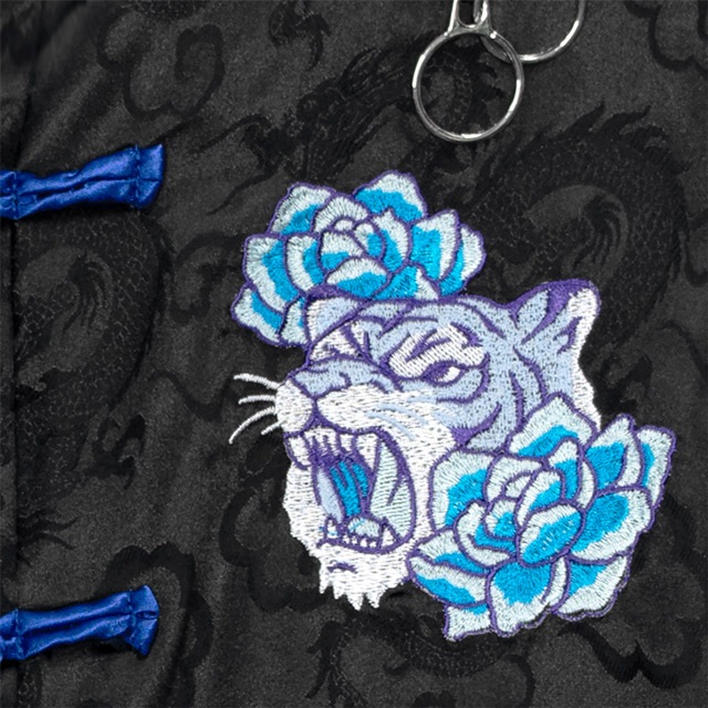 虎と牡丹のチャイナシャツ【BLACK】｜LISTEN FLAVOR(リッスン