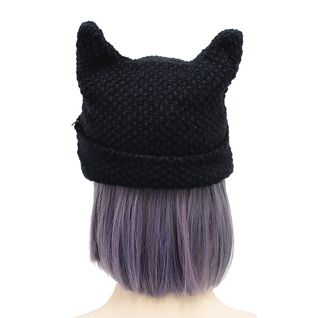 猫耳ニットキャップ 【BLACK】 /リッスンセレクト｜LISTEN