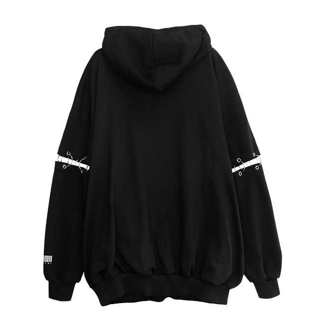 パラノイアキャット 袖リングパーカー【BLACK】｜LISTEN FLAVOR