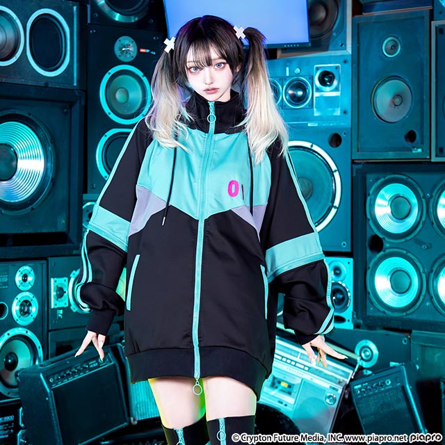 初音ミク 2wayジャージパーカー【BLACK】 / 初音ミク×リッスン