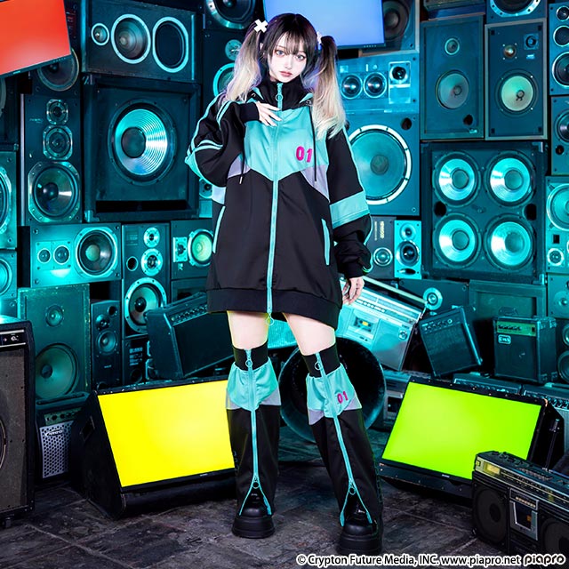 初音ミク 2wayジャージパーカー【BLACK】 / 初音ミク×リッスン