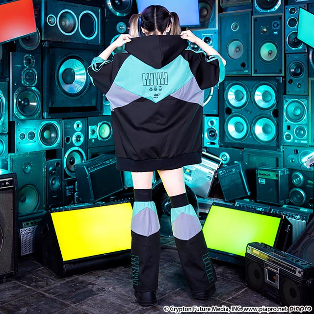 初音ミク 2wayジャージパーカー【BLACK】 / 初音ミク×リッスン