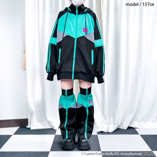 初音ミク 2wayジャージパーカー【BLACK】 / 初音ミク×リッスン