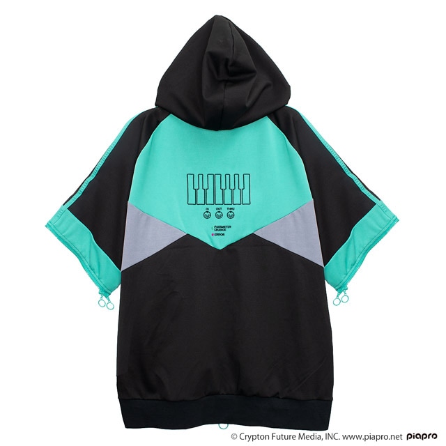 初音ミク 2wayジャージパーカー【BLACK】 / 初音ミク×リッスン