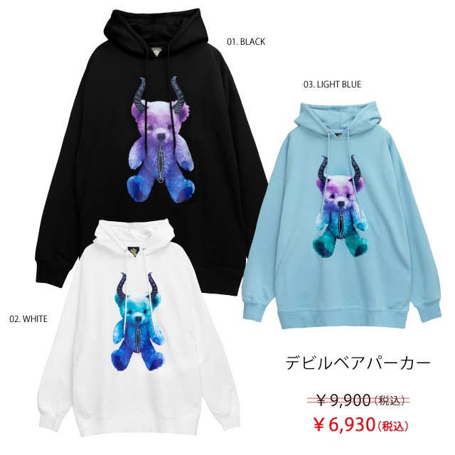 LISTEN FLAVOR　リッスンフレーバー デビルベアパーカー 【BLACK】