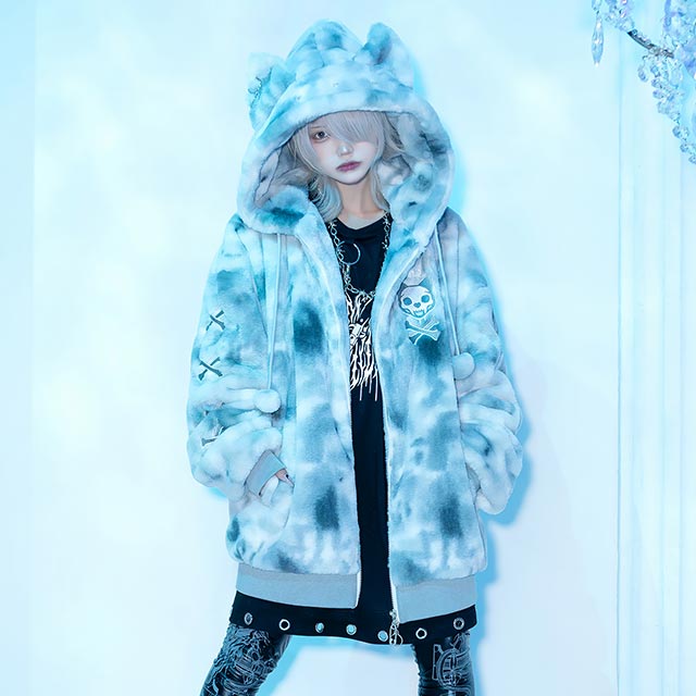 LISTEN FLAVOR リッスンフレーバー　猫耳スカルキャットファーブルゾン 猫耳スカルキャットファーブルゾン【MYSTIC PURPLE】｜LISTEN FLAVOR