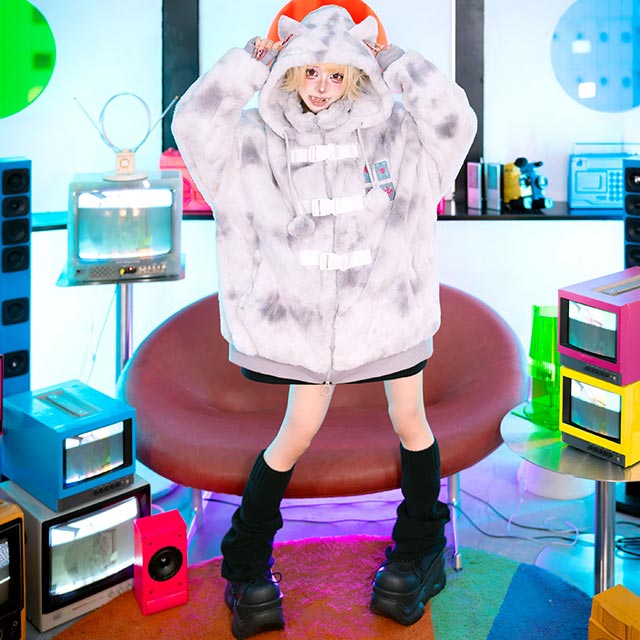 猫耳麻雀ファーブルゾン【MISTY WHITE】｜LISTEN FLAVOR(リッスン