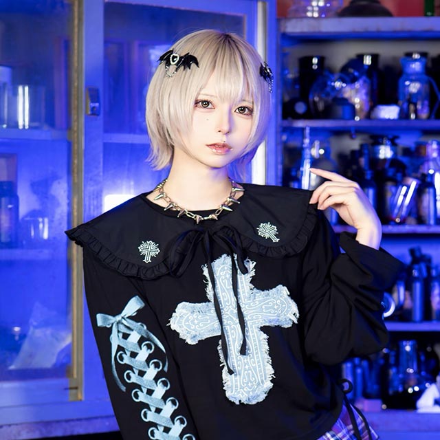 LISTEN FLAVOR����å���ե졼�С���������y2k���㡼��󥰥ȥåץ���BLACK��