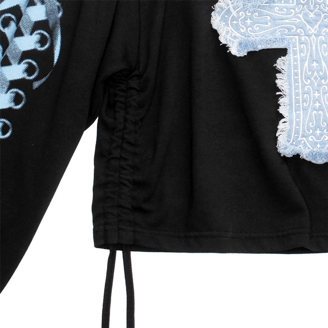 LISTEN FLAVOR����å���ե졼�С���������y2k���㡼��󥰥ȥåץ���BLACK��