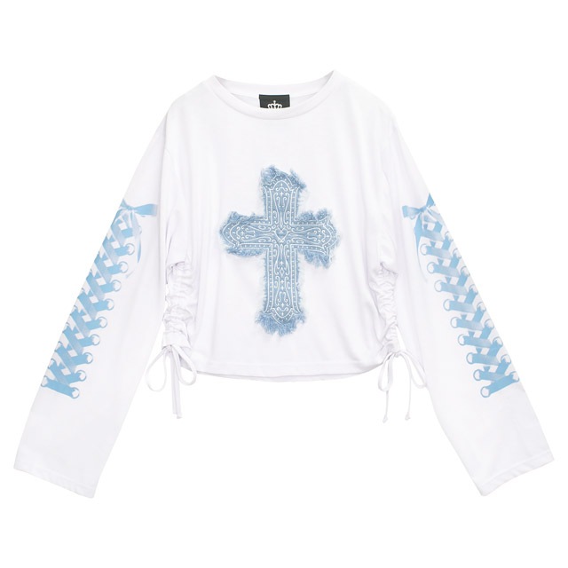 LISTEN FLAVOR����å���ե졼�С���������y2k���㡼��󥰥ȥåץ���WHITE��