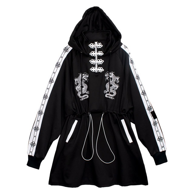 ドラゴンチャイナジャージワンピ【WHITE×BLACK】｜LISTEN FLAVOR