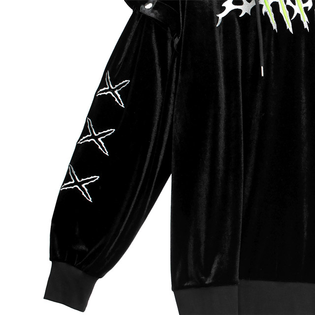 切り裂きスラッシュ2wayベロアパーカー【BLACK】｜LISTEN FLAVOR