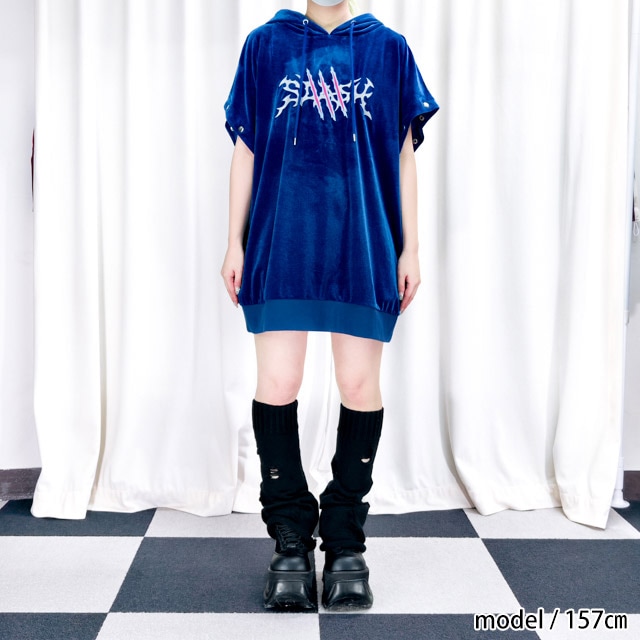 切り裂きスラッシュ2wayベロアパーカー【BLUE】｜LISTEN FLAVOR