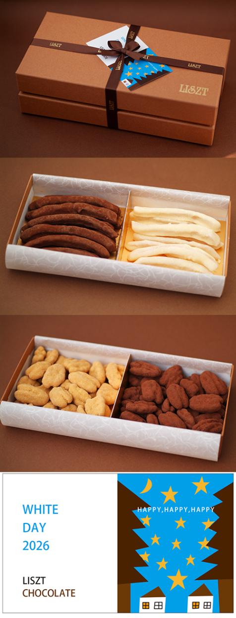 オレンジピール&レモンピール&ピーカンナッツ(キャラメル&ココア) /チョコレート4種類/アンダンテ (M) BOX入り×2段/"ホワイトデー2026"