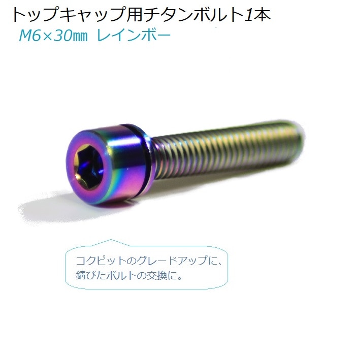 トップキャップ用チタンボルト 1本 M6×30mm 美しいレインボー仕上げ
