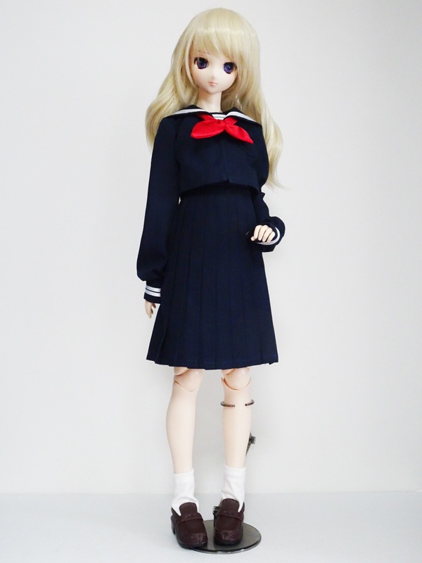 オビツ50サイズ 制服セット オビツ50 セーラー服/ロング丈（胸当てあり:冬服/紺/白ライン