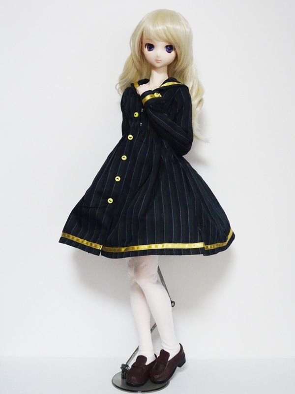 美品⭐︎Dorry Doll 小顔効果♪ピンタックセーラーカラーレースワンピース Dorry Doll】オリジナル模様柄刺繍レース使いプリーツ加工