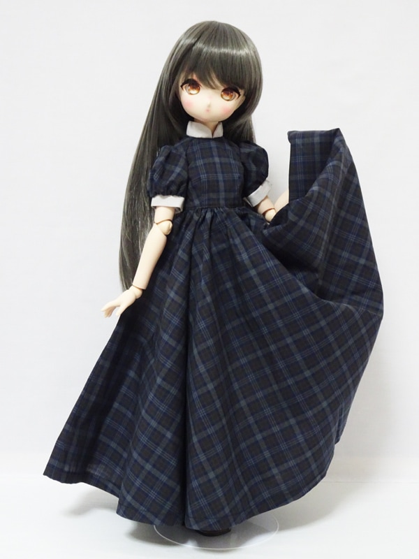MDD/アゾン45/DDP/オビツ50 ロングワンピース/パフスリーブ（紺