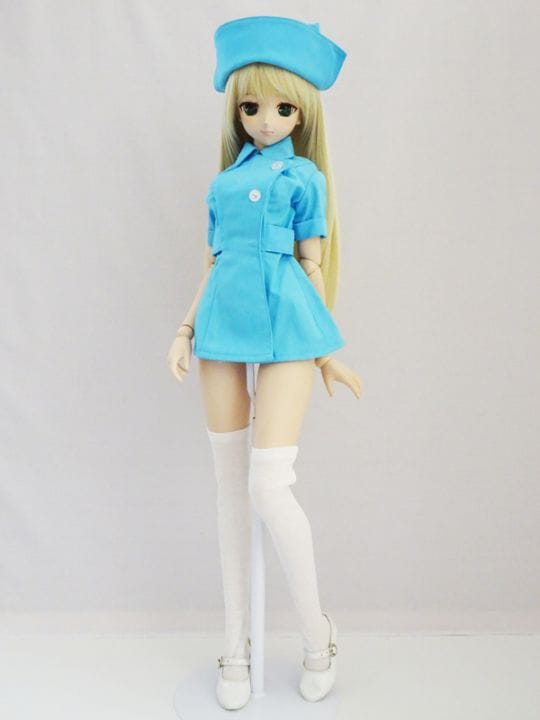 22cmドール服 ケープカラー マーメイドワンピース♡ブルー 単品 22cmドール服 ケープカラー マーメイドワンピース♡ブルー 単品