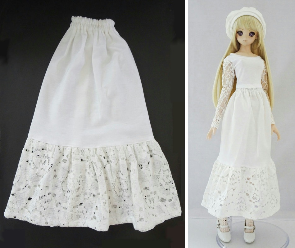 単品】DDS/DD/DDdy/SD/スマートドール/オビツ50/オビツ50GGR/AZO2  マーメイドスカート/フリル12cm/ニット（SR白＆ニットレース） | 【60cm】単品商品,ボトムス（スカート/パンツetc）,スカート（ロング丈)  | | littlewonderWARDROBE リトルワンダーワードローブ