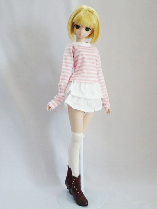 DDS(S.M)/DD(S.M) ピンクボーダーTシャツ＆2段スカート