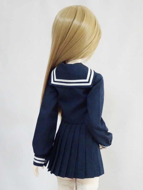 オビツ50 セーラー服/校則丈（冬服/紺×白ライン/胸当てなし） | 【50cm