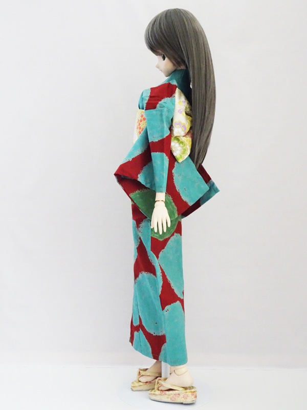 SDドール16用袿，唐衣 スーパー 紫の花模様（表着）【SD13・SD】 平安十二単風 着せ替え服・アウトフィット