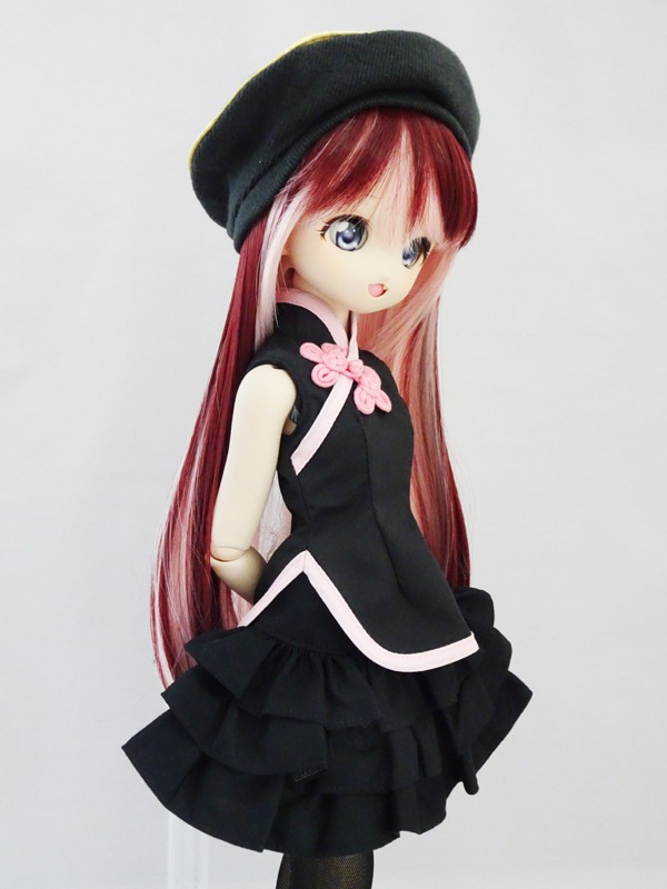 単品】MDD(S) チャイナブラウス/ノースリーブ（黒/ピンクライン