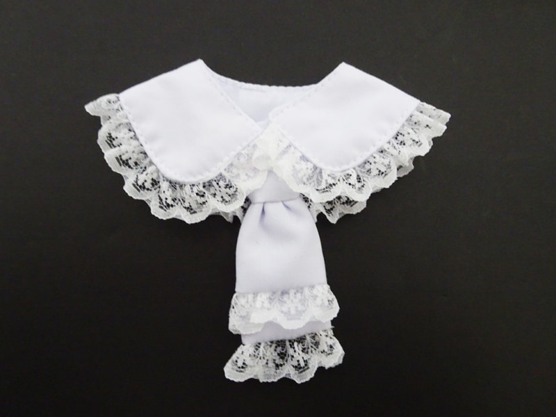 単品】40cm～60cmフリーサイズ ネクタイつけ襟（白襟/白ネクタイ